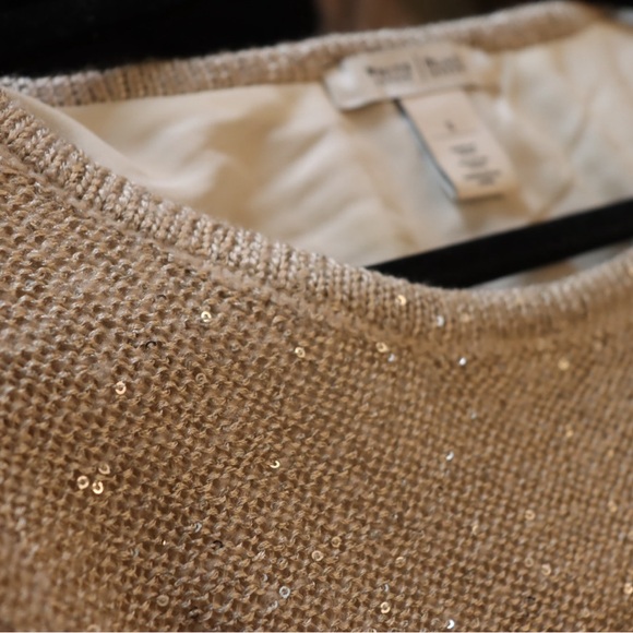 EUC Cream & White Sequin Crewneck White House Black Market Size S - Picture 7 of 9